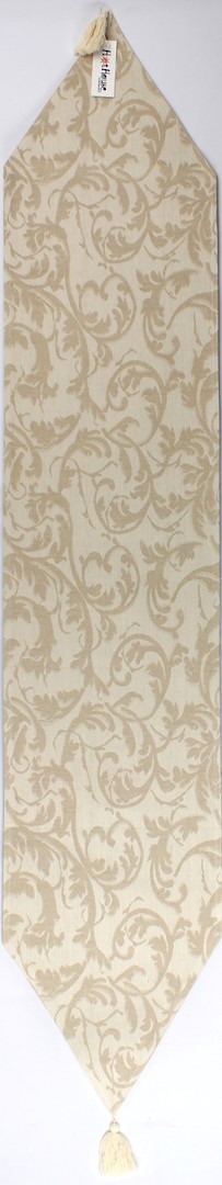 Jacquard table runner with tassels scroll (33 x 170 cm) cream Code: TR-SCR170/CRM image 0